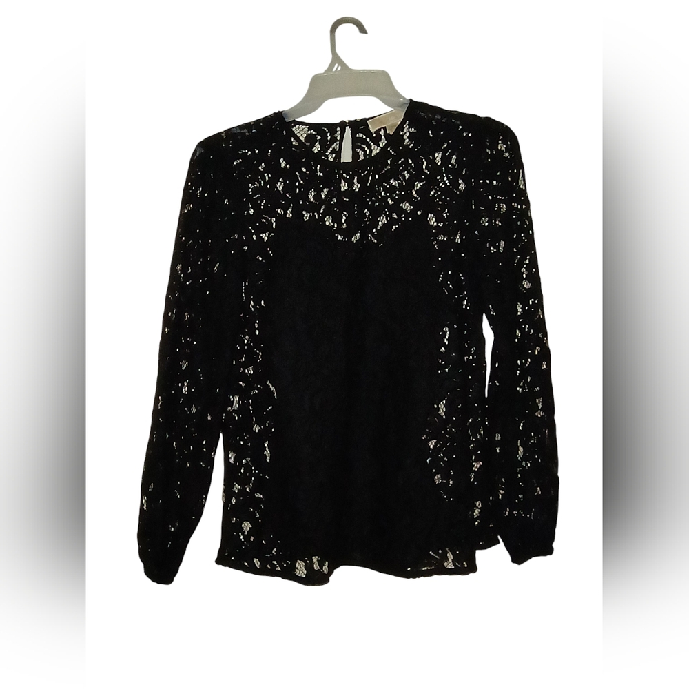Michael Kors Elegant Black Cami And Lace Women's Top